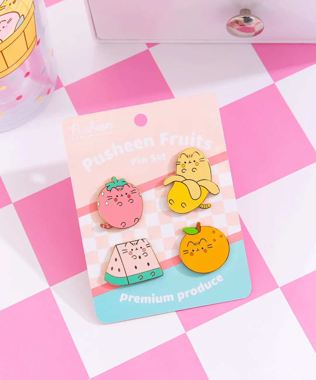 Pusheen Pins & Keychains|Fruits>Fruits Pin Set