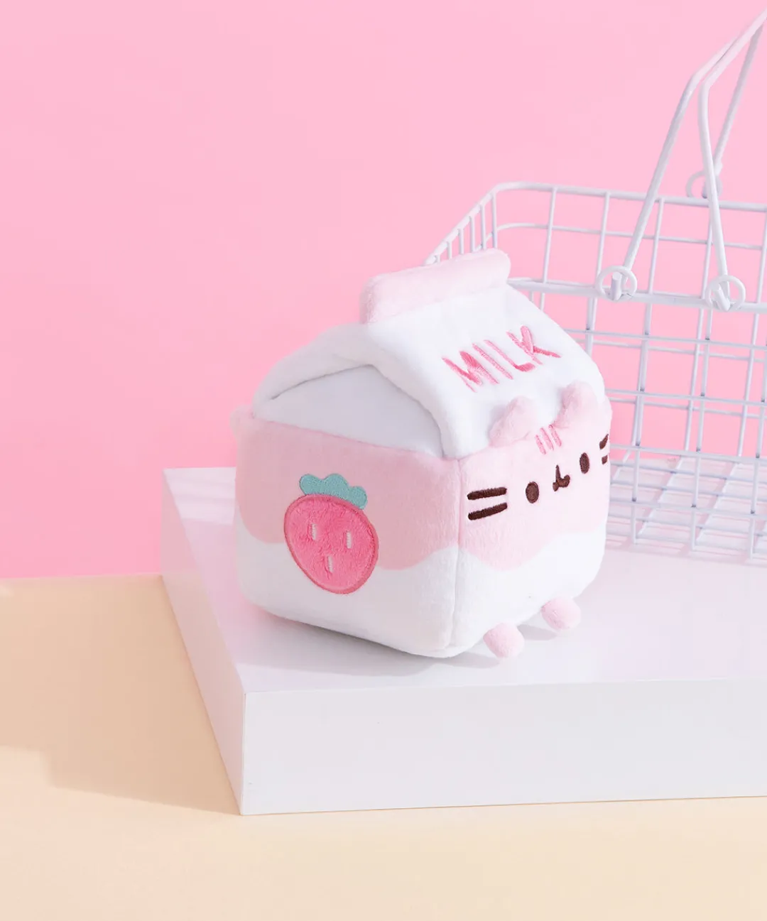 Pusheen Plush & Squisheens|Sips>Strawberry Milk Sips Plush